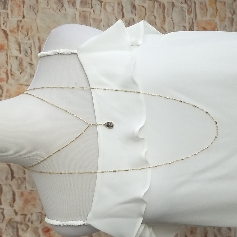 New Robert Lee Morris Soho Abalone Teardrop Layered Y-Necklace